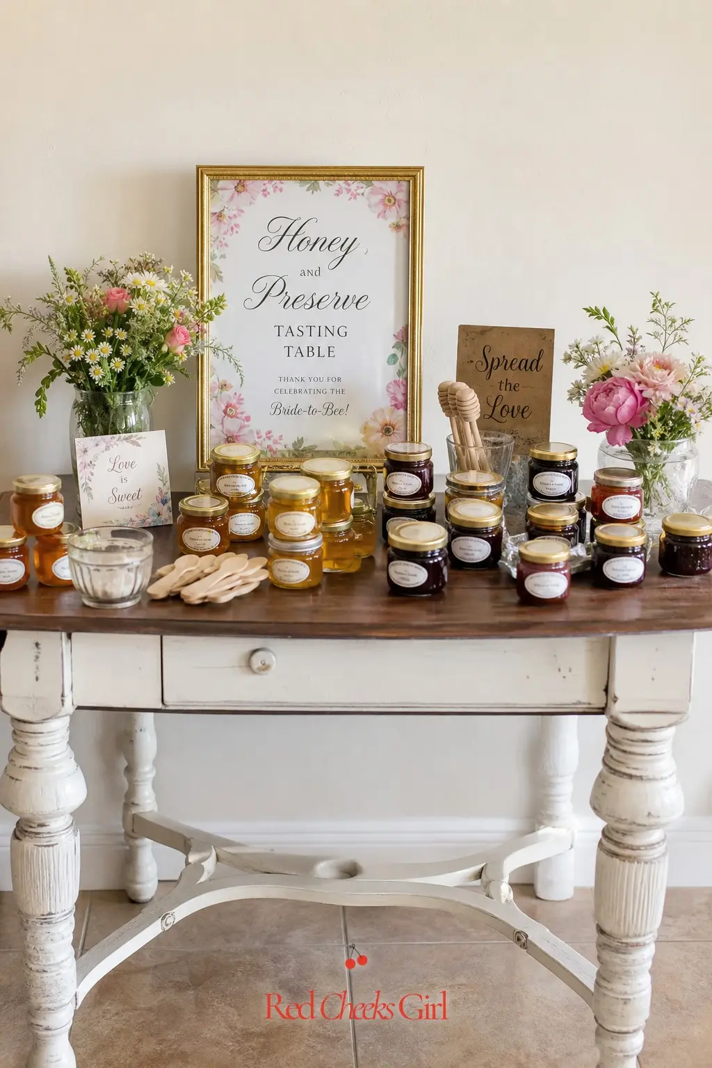 Honey and Preserve Tasting Table — Mini jars of honey, homemade preserves, custom spice blends or infused oils let guests savor the market experience