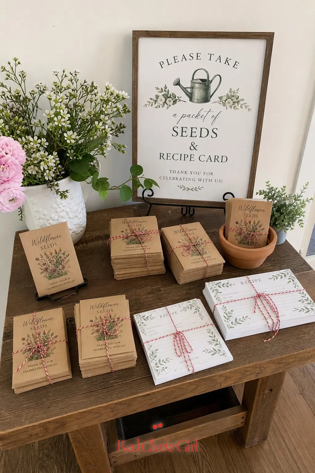Seed Packet and Recipe Card Favor Table — Custom spice blends, infused oils or vinegars or flavored salts paired with a recipe for an extra personal touch make