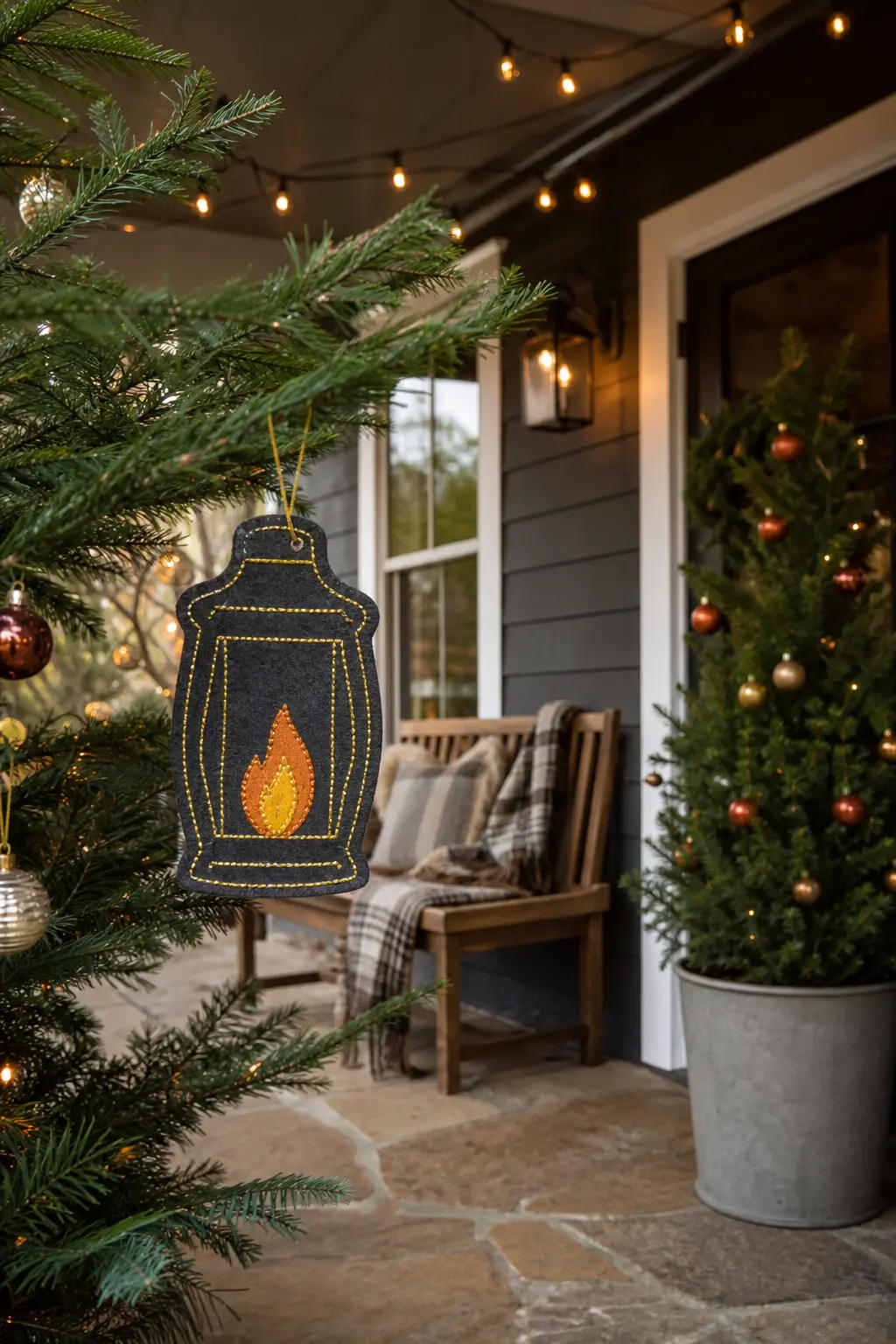 Felt Lantern with Stitched Flame