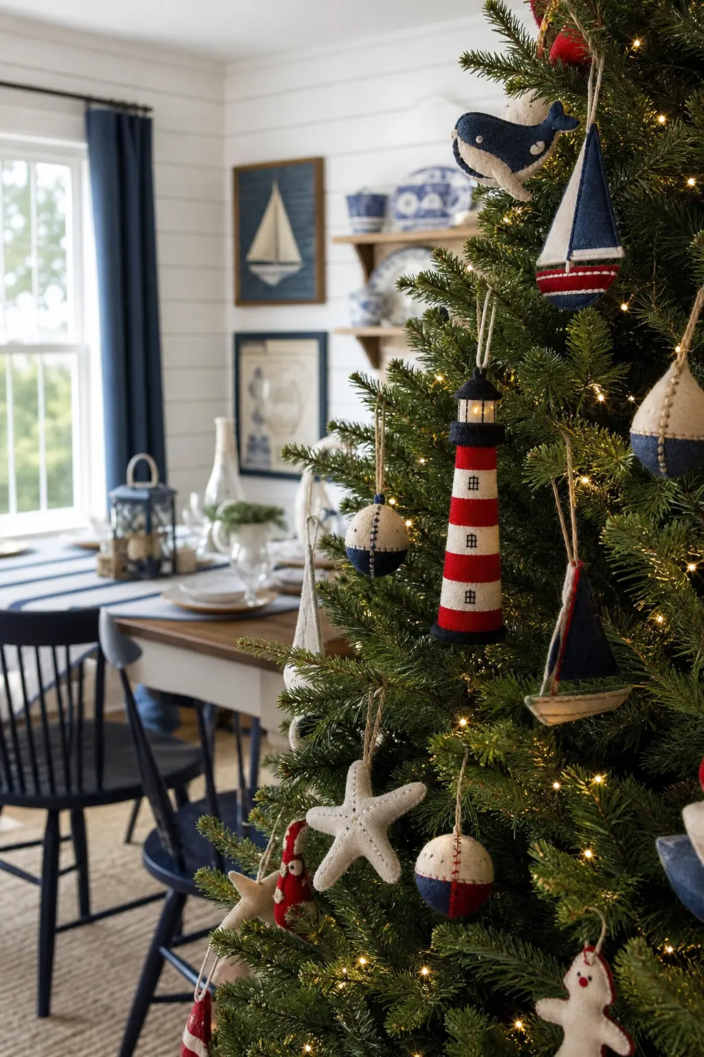 Felt Lighthouse with Striped Body