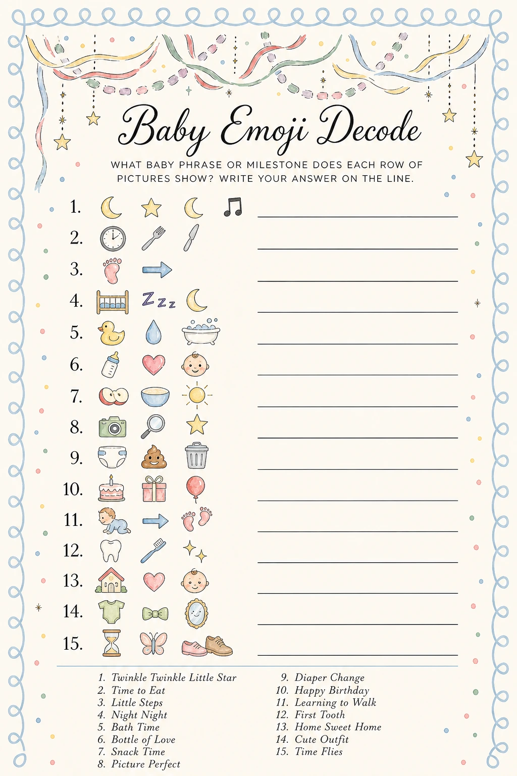 Baby Emoji Decode printable