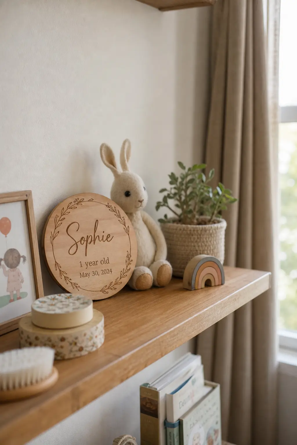 A Wooden Toy or Keepsake Ornament Dated With the Child's Age
