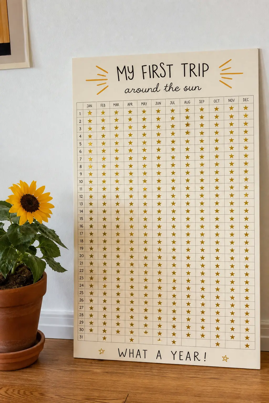 Gold Star Sticker Chart Displaying the Full Year