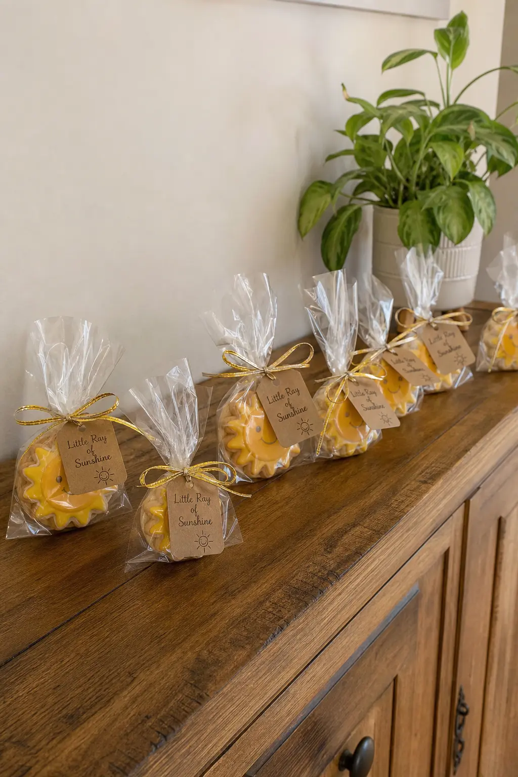 "Little Ray of Sunshine" Favour Tags on Sun Cookies