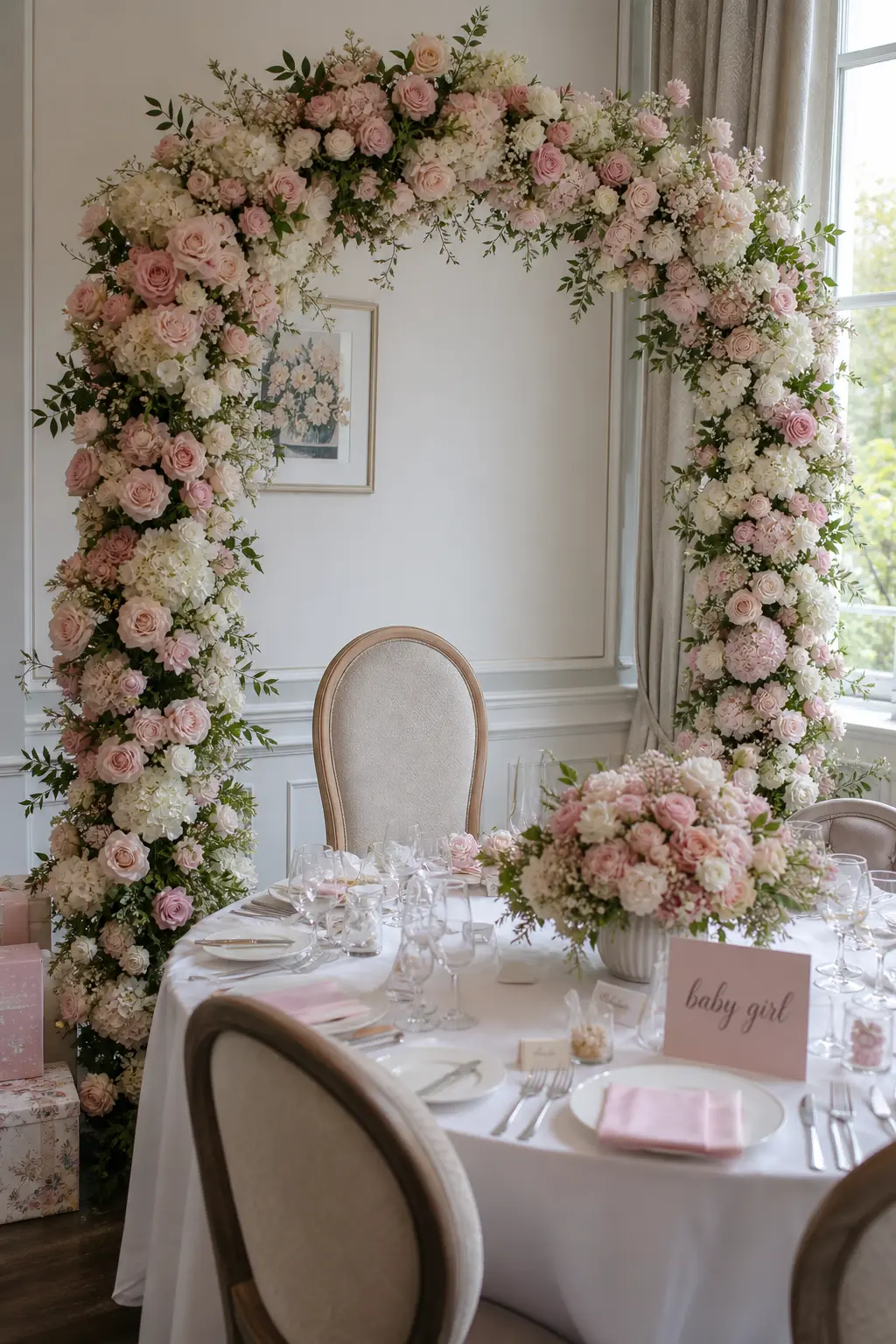 A Floral Arch Framing the Seat of Honour