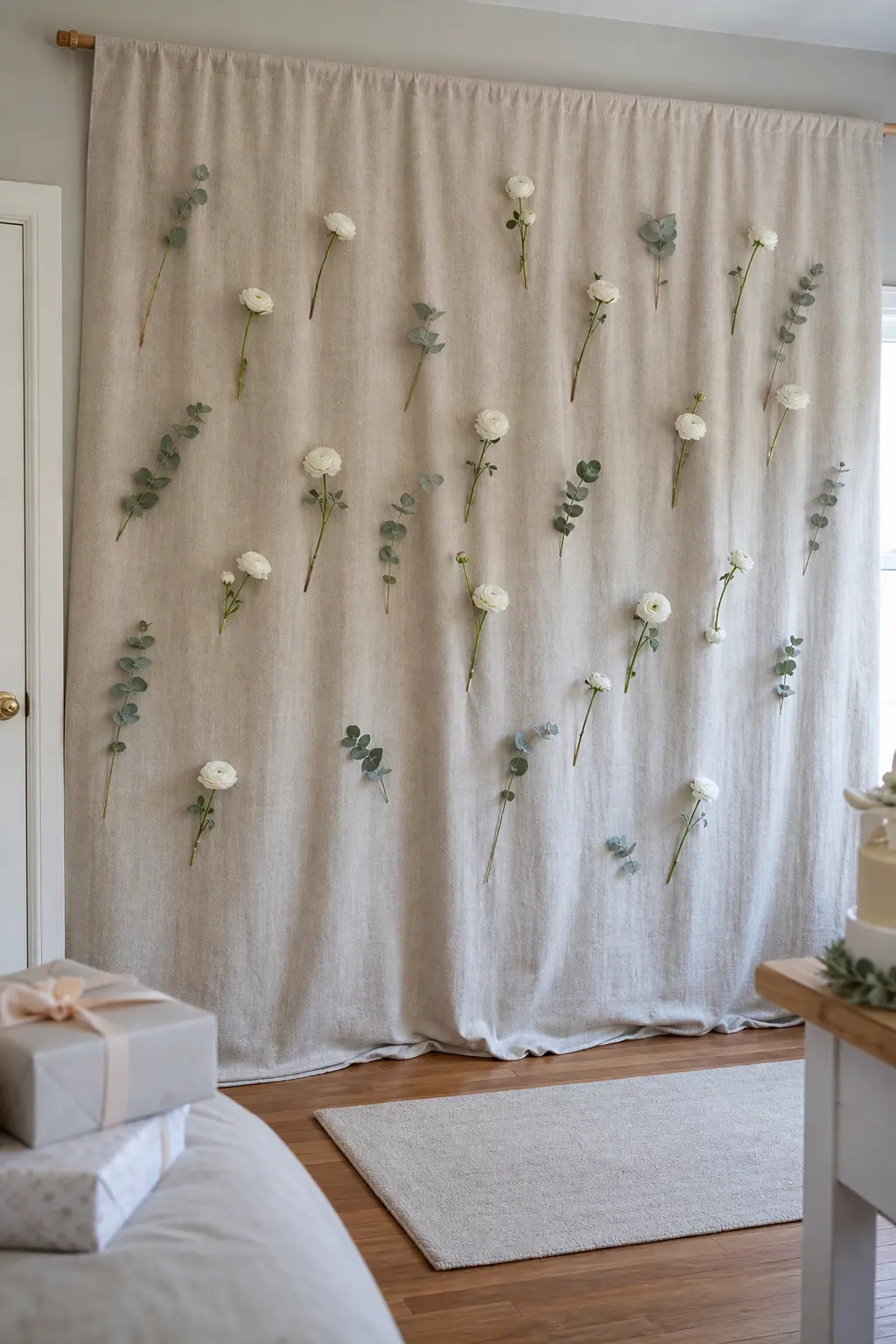 Fresh Florals Threaded Through a Plain Fabric Backdrop