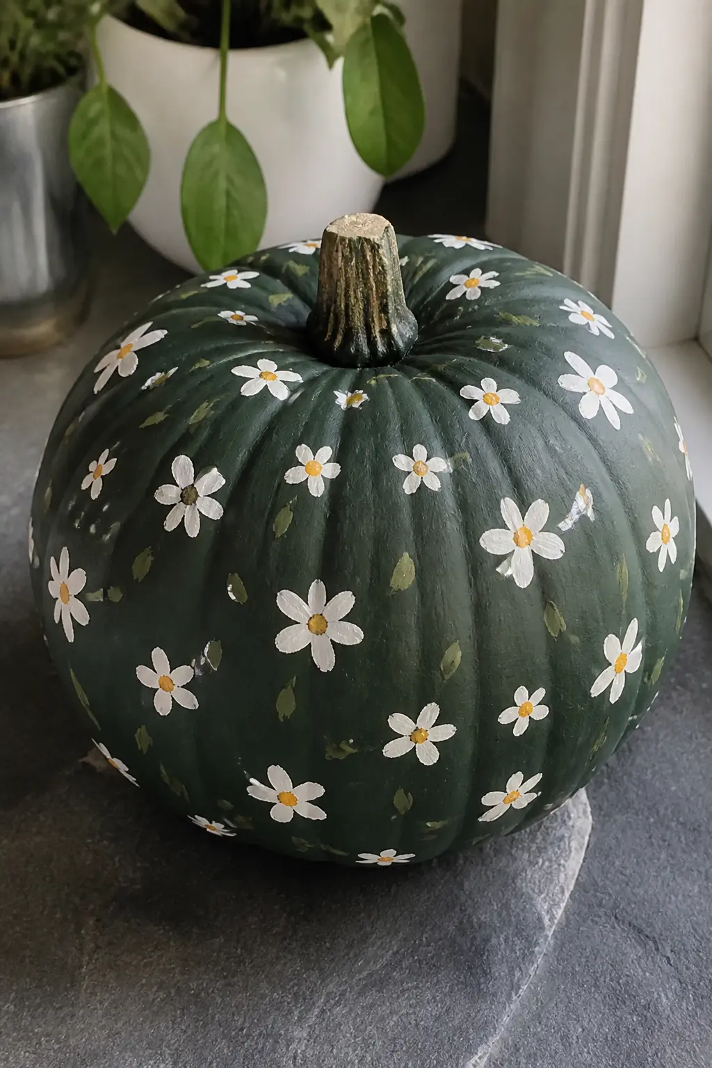 Five-Stroke Daisies Scattered Evenly — A five-stroke daisy is exactly what it says: five petal strokes pulled from a central point, then a dot in the centre.