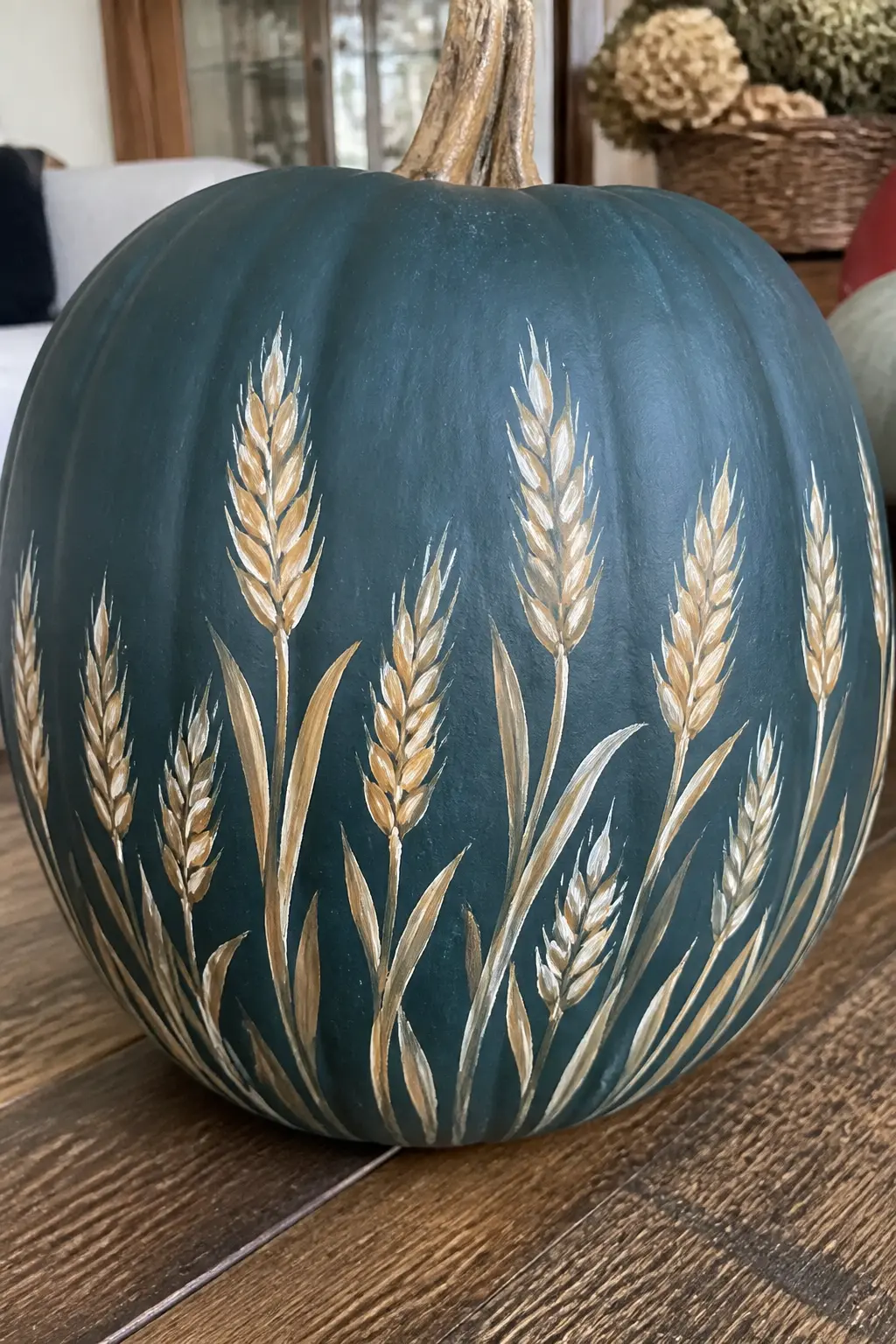 Wheat Stems in Single Strokes — A single wheat stalk is three marks: a long stem line, a thin oval grain head made of short upward flicks on both sides of the