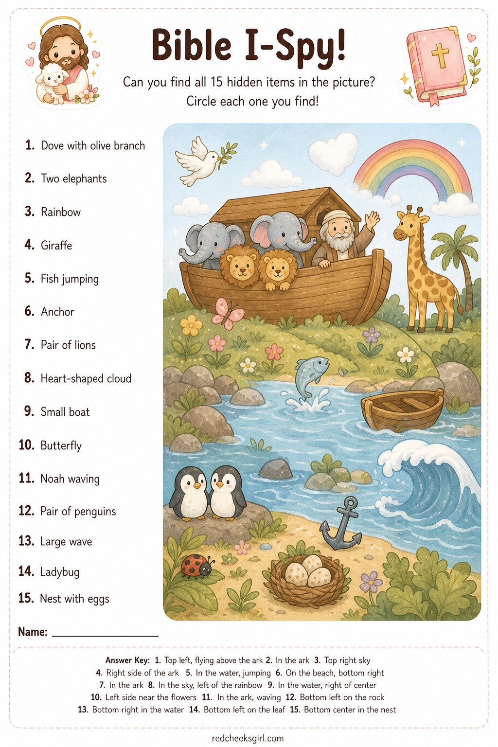 Bible I-Spy Sheet printable
