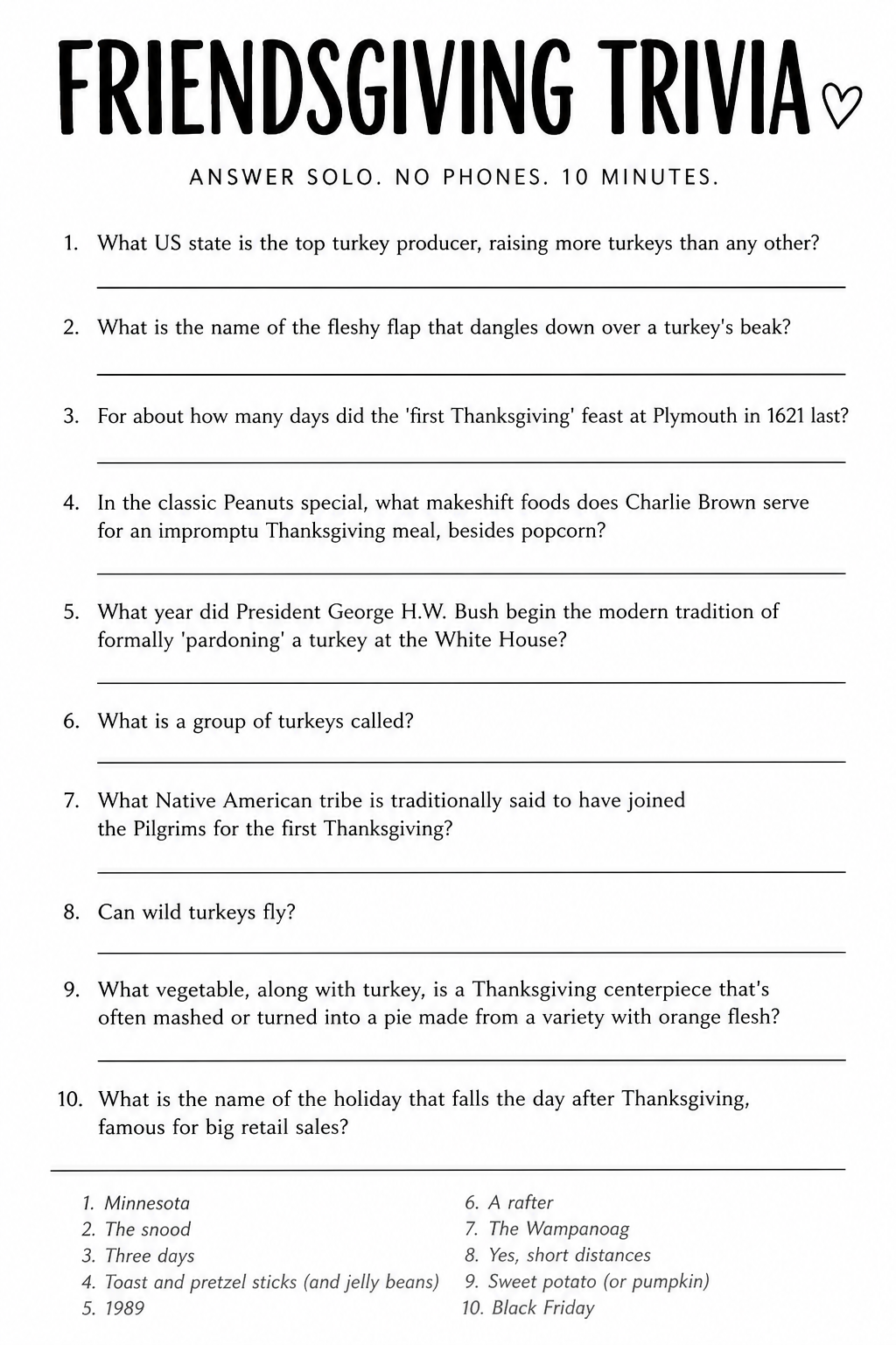 Friendsgiving Trivia printable