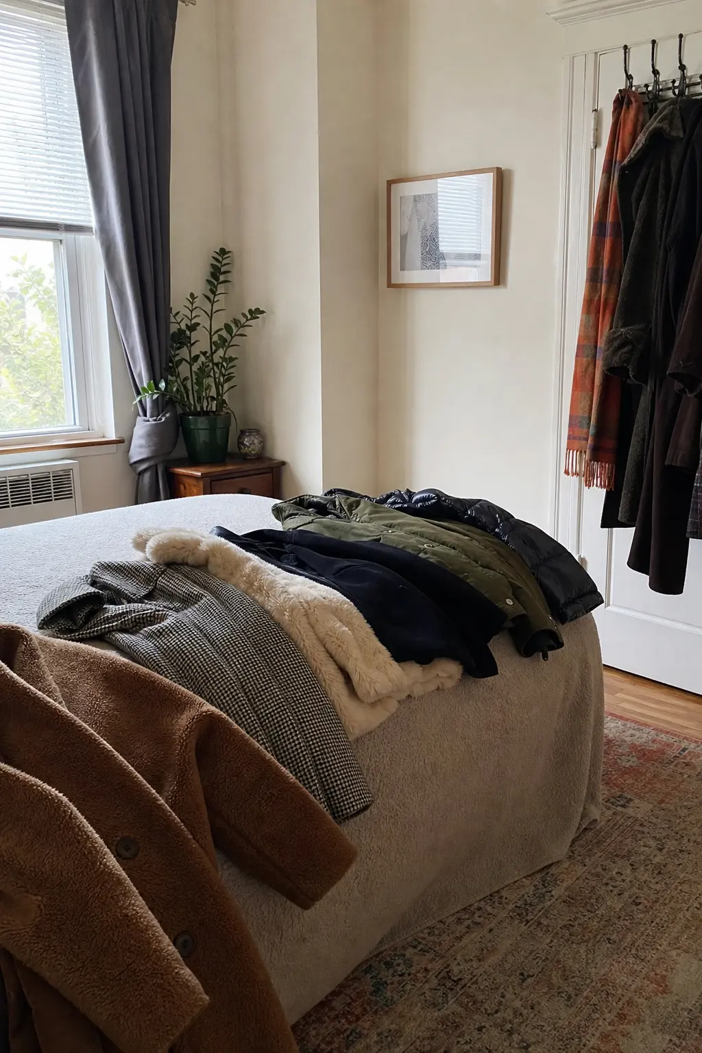 Coats Sorted on the Bed, Not Piled