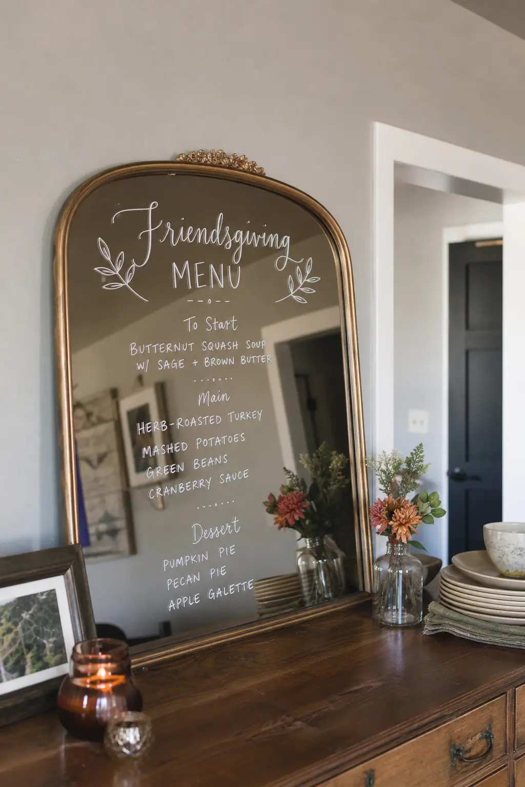 Chalk Marker Menu on a Mirror