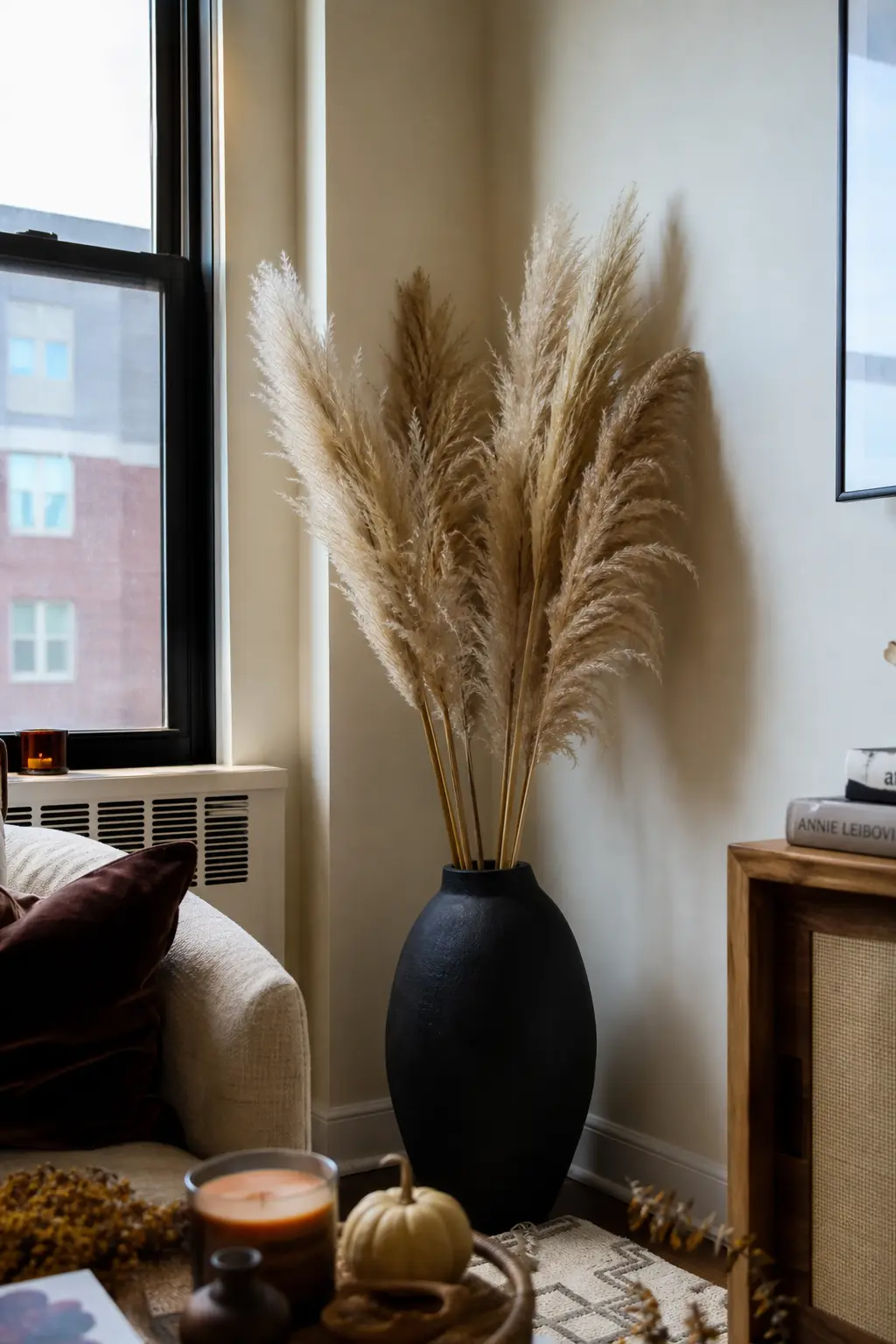 Dried Pampas in a Corner Vase