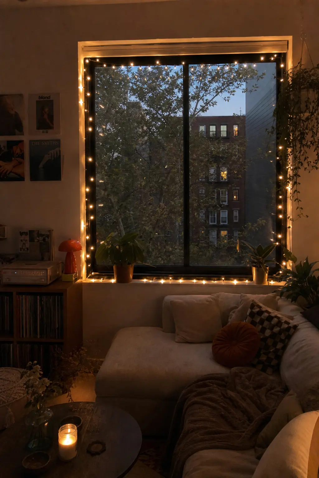 Fairy Lights Along the Window Frame