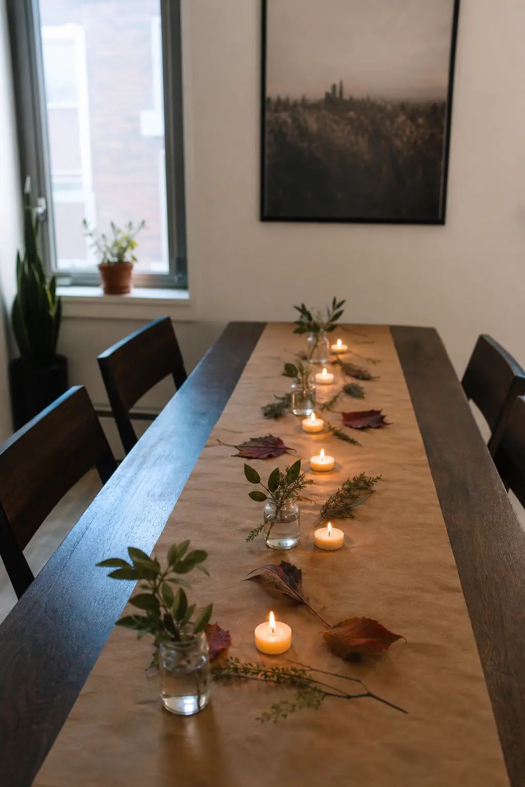 Tealights Down the Middle of the Table