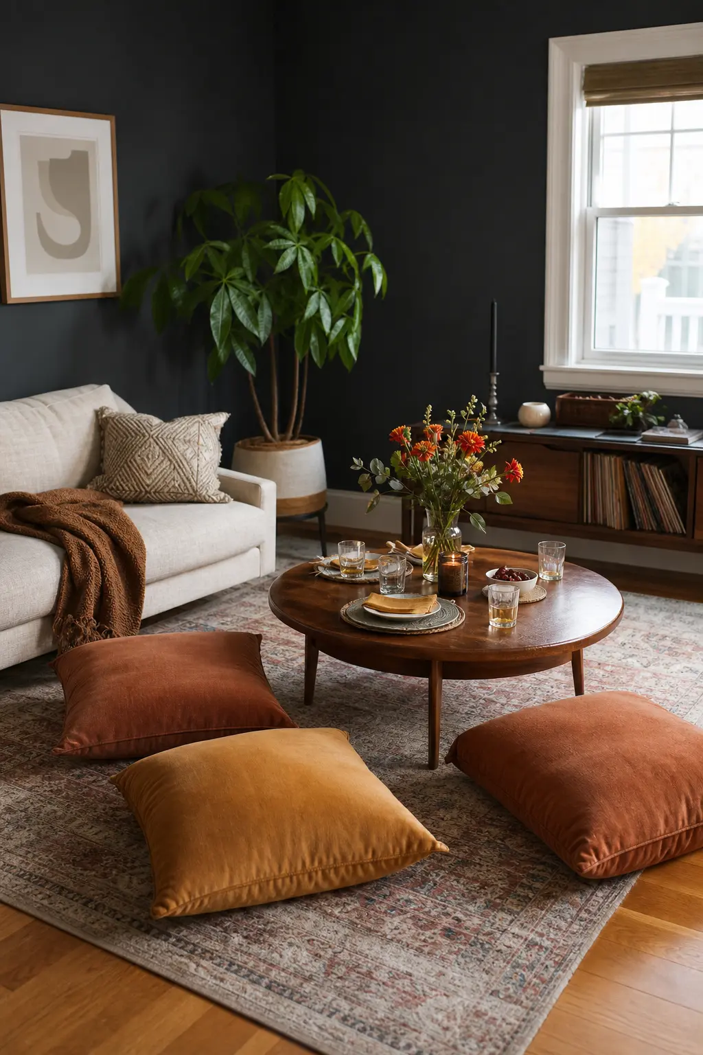 Floor Cushions Instead of Extra Chairs