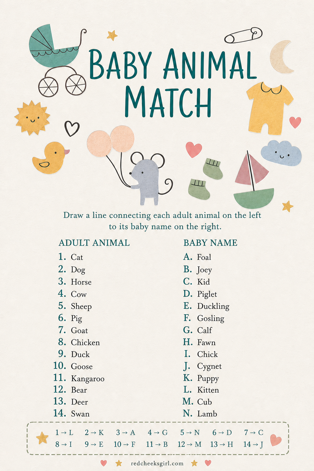 Baby Animal Match printable