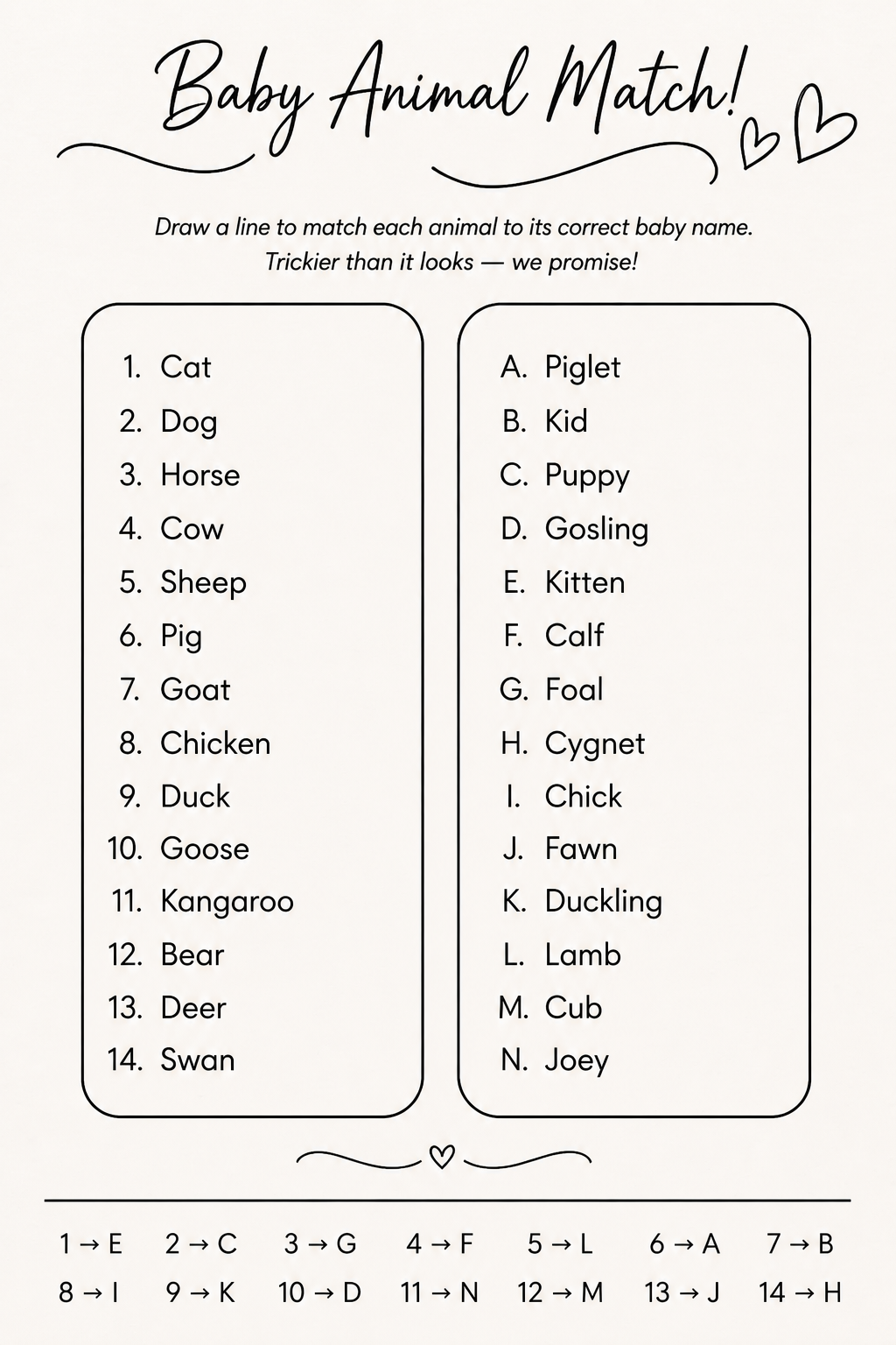 Baby Animal Match printable