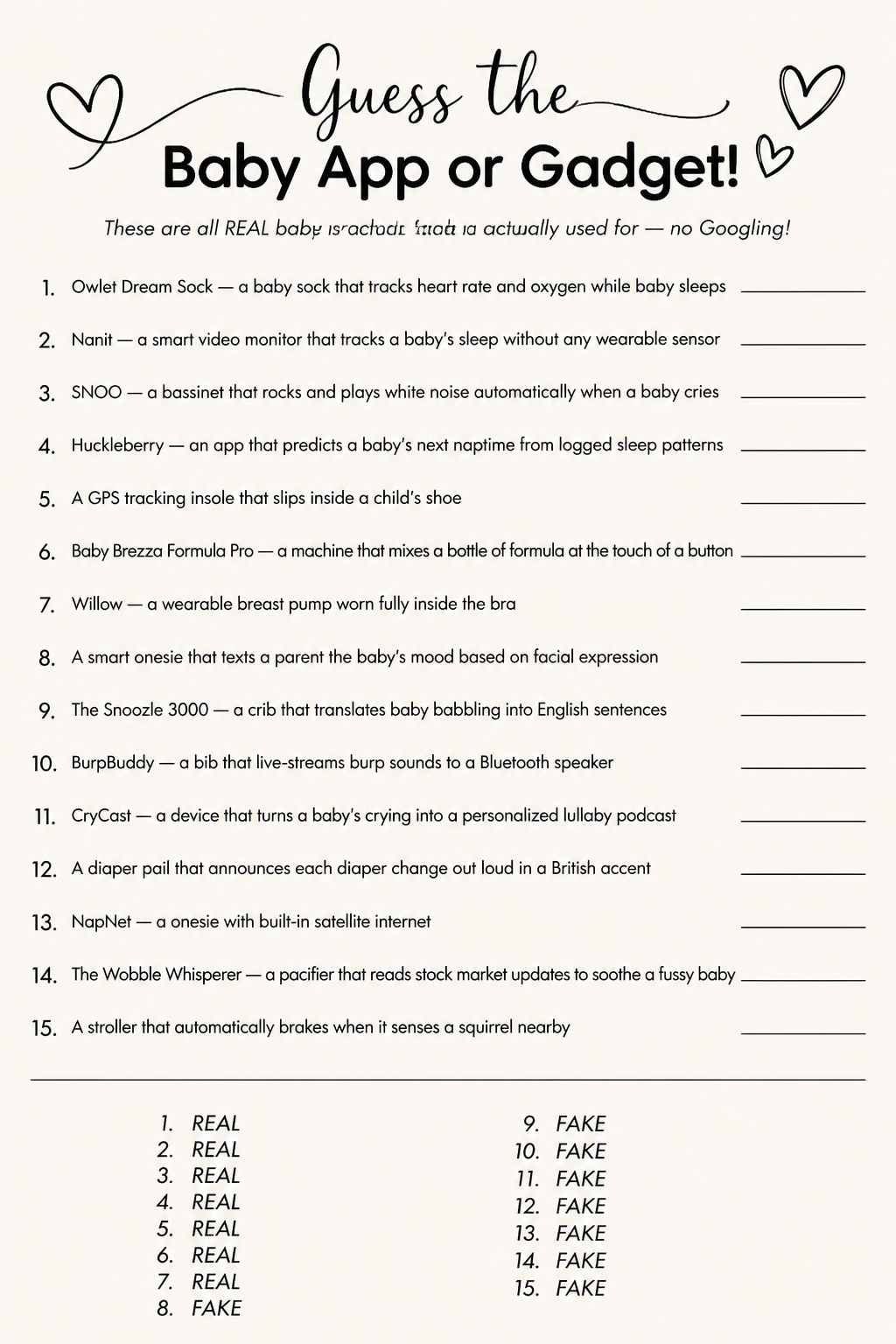 Guess the Baby App or Gadget printable