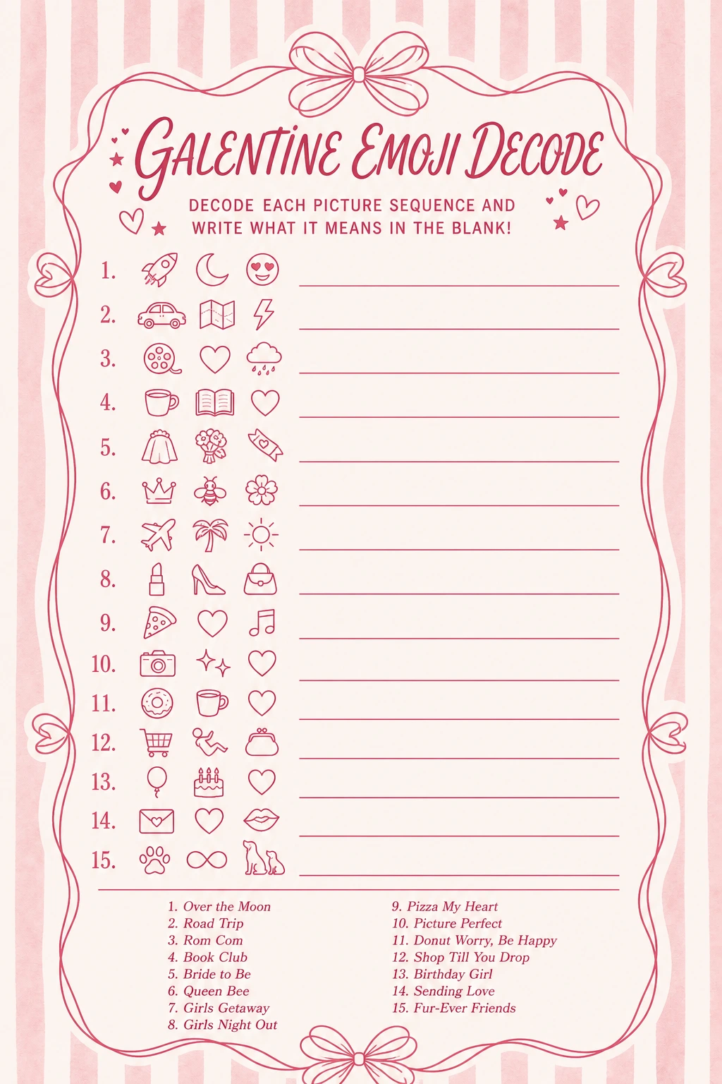 Galentine Emoji Decode printable