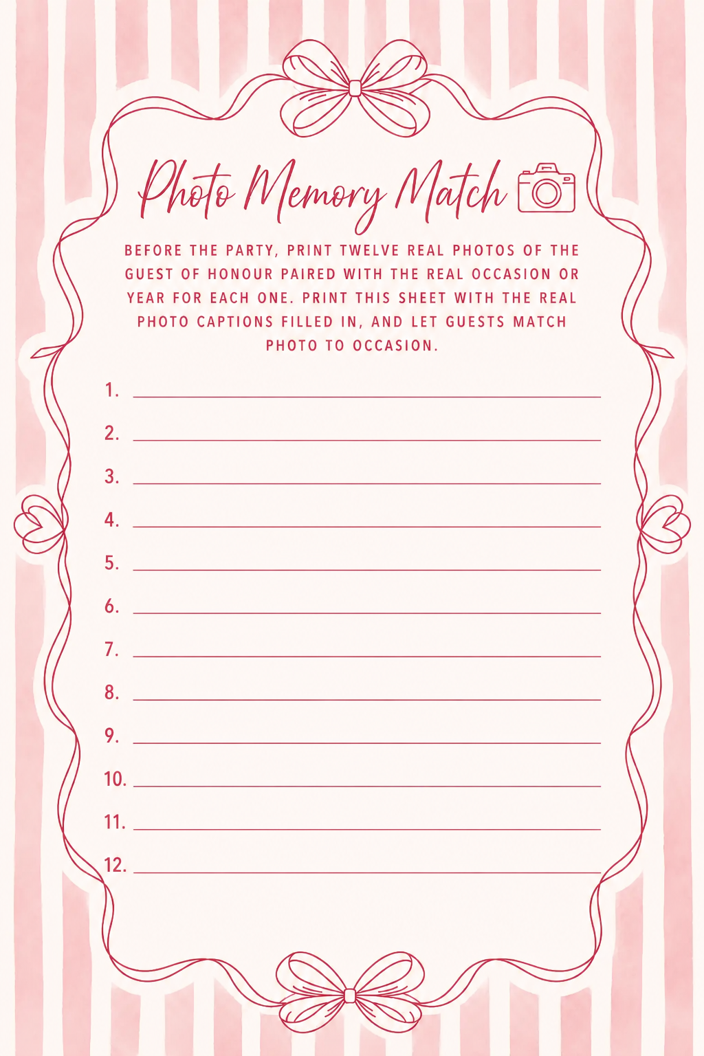 Photo Memory Match printable
