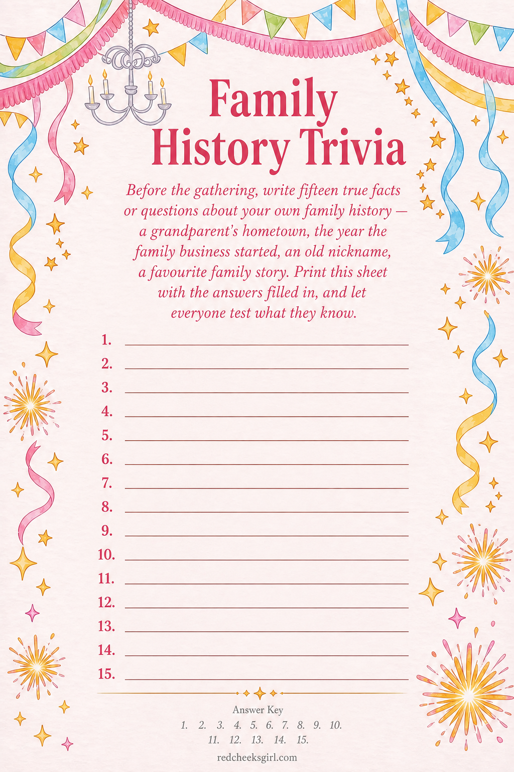 Family History Trivia printable