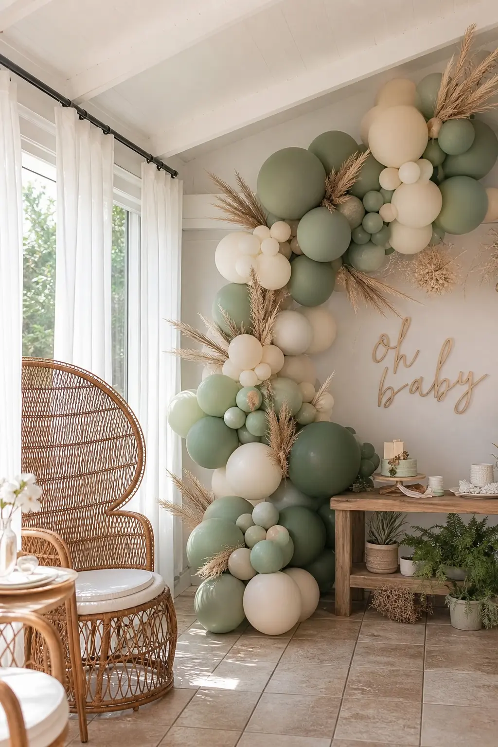 Neutral Sage and Cream Garland