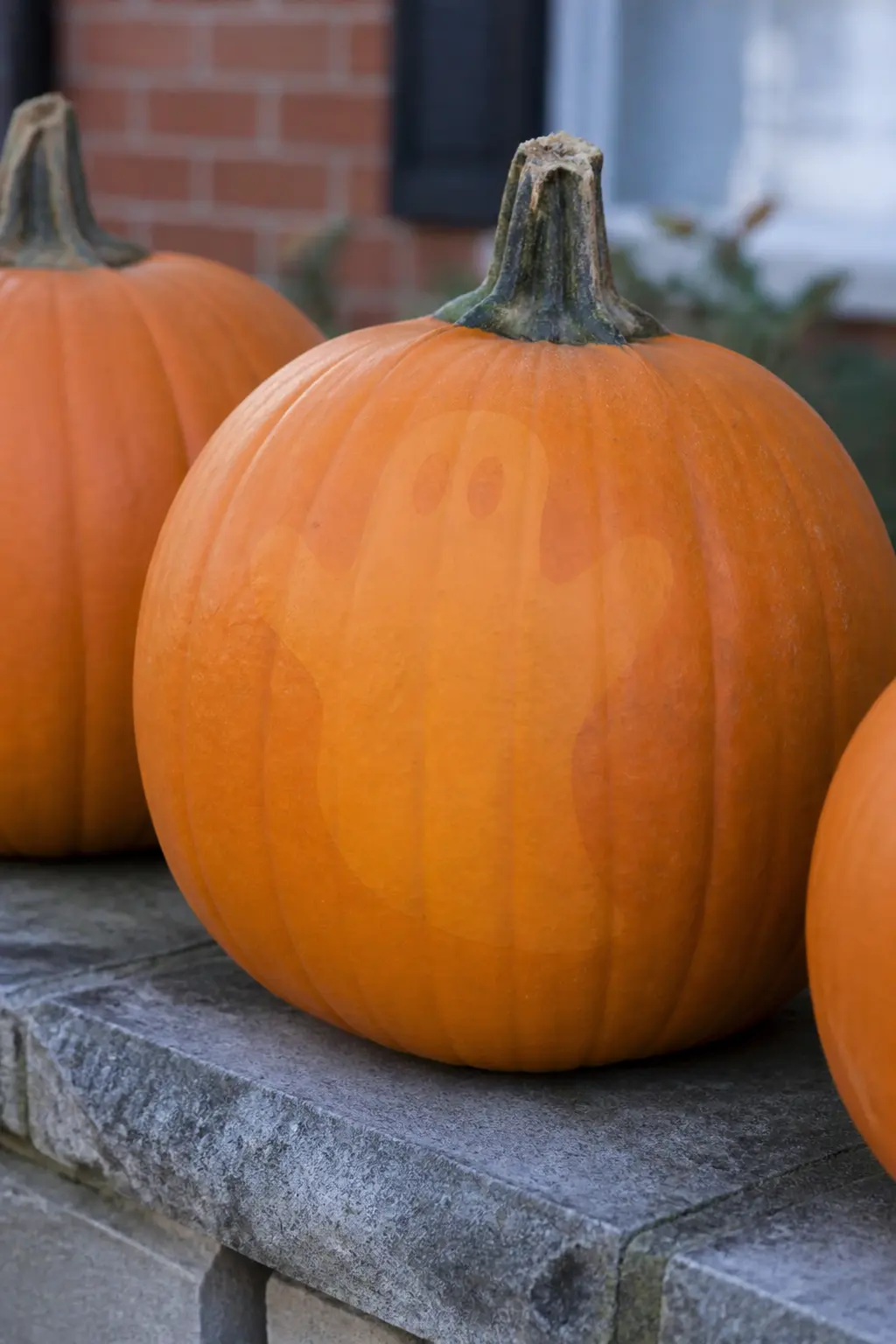 Ghost Painted the Same Tone as the Pumpkin — The ghost is mixed to match the pumpkin's own skin color as closely as possible, then painted on top. Ghost