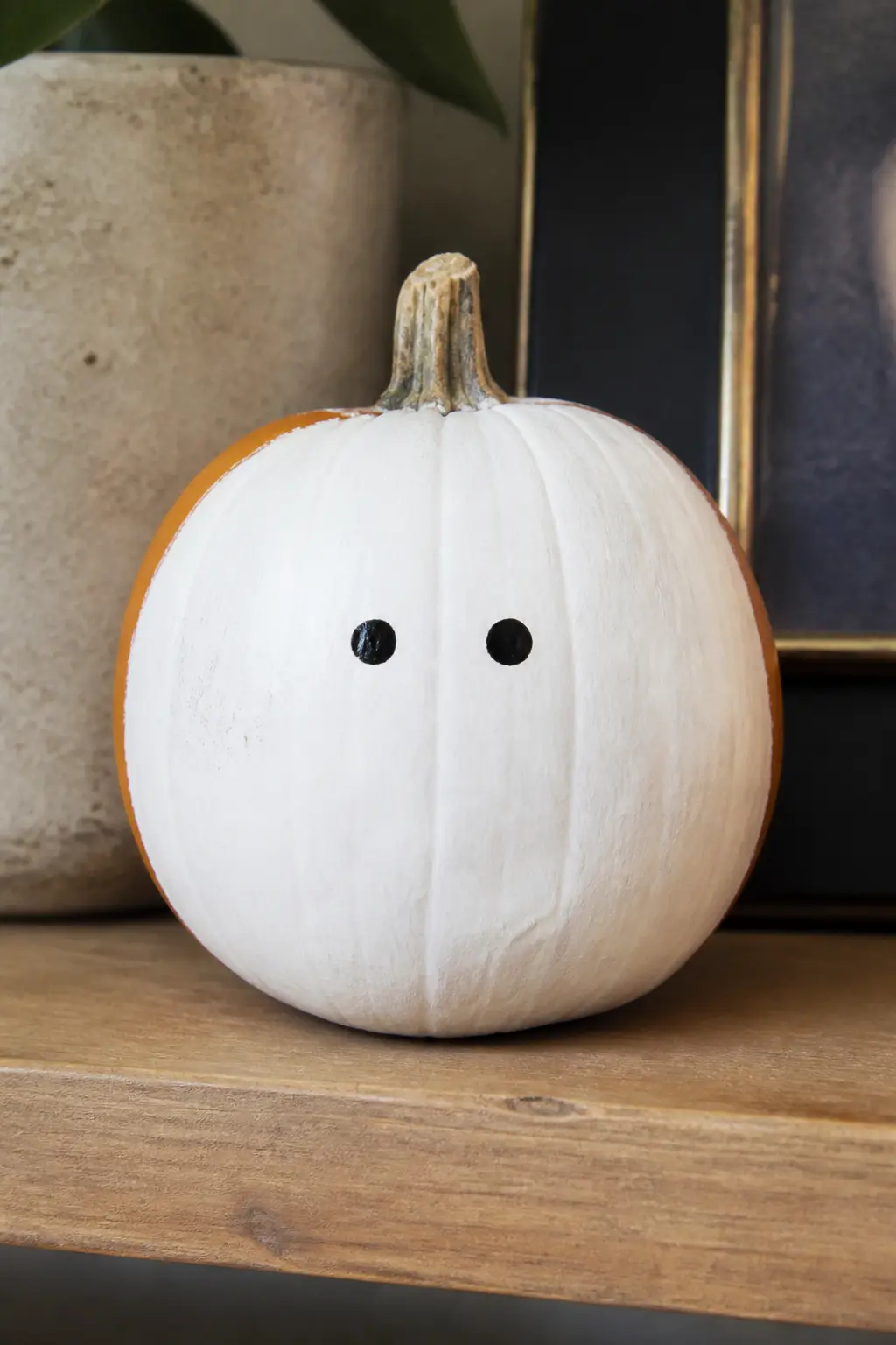 Round Ghost With Two Dot Eyes — This is the purest version of the ghost painted pumpkin