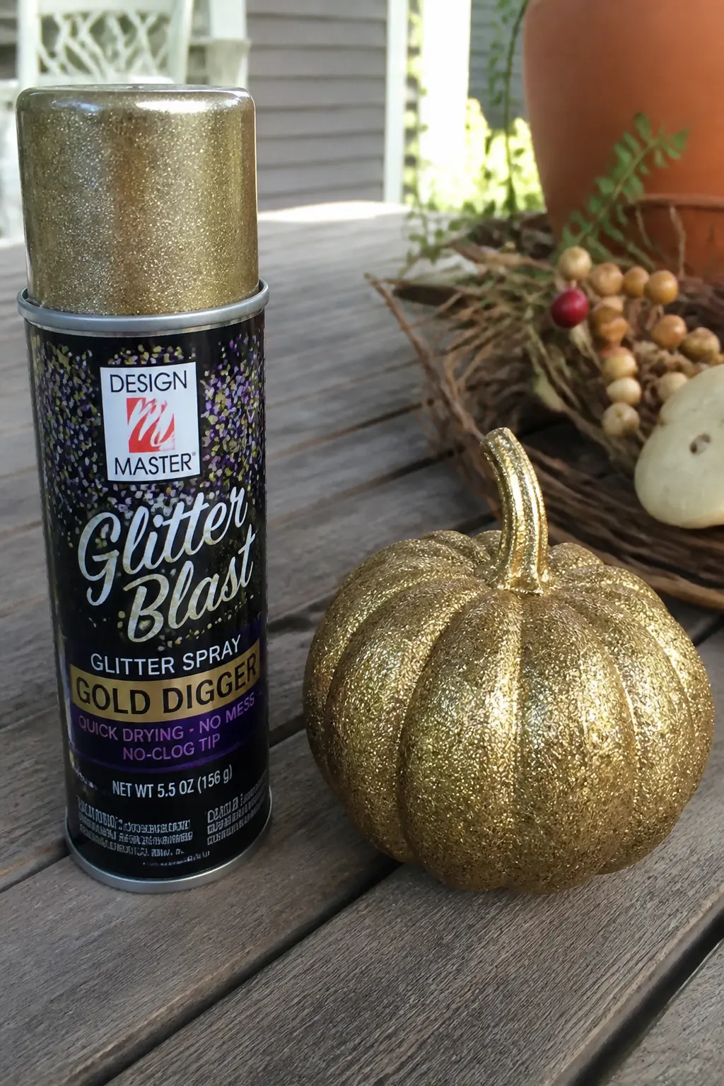Method: Glitter Blast Spray, Which Needs No Sealing — Glitter blast sprays, sold under several brand names, deposit fine glitter in a carrier that dries to a