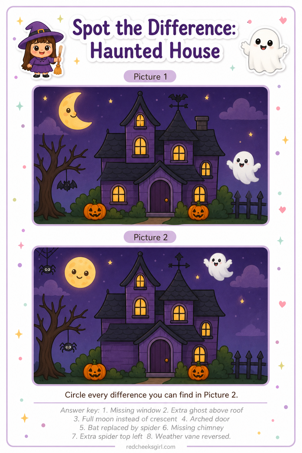 Spot the Difference, Haunted House printable