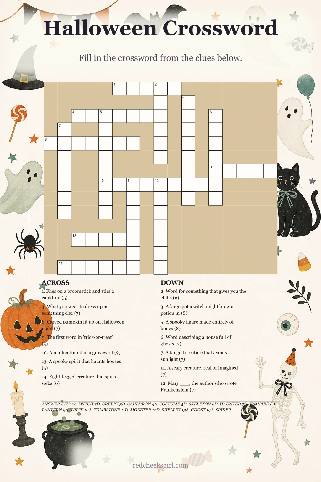 Halloween Crossword printable