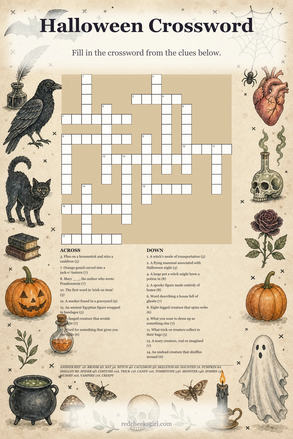Halloween Crossword printable