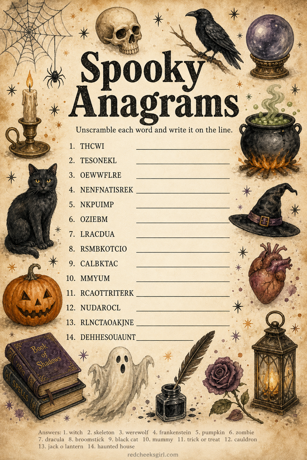 Spooky Anagrams printable