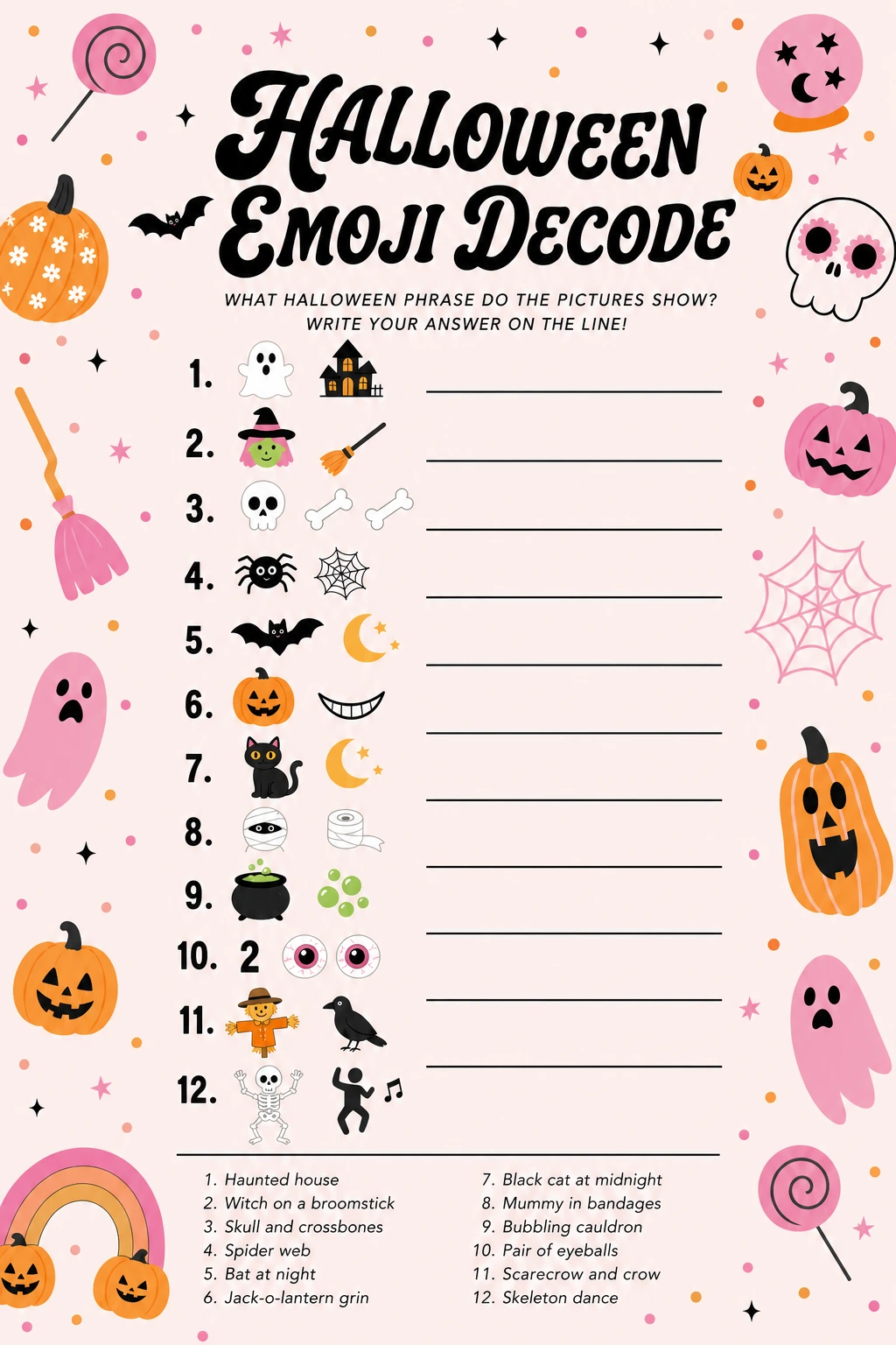 Halloween Emoji Decode printable