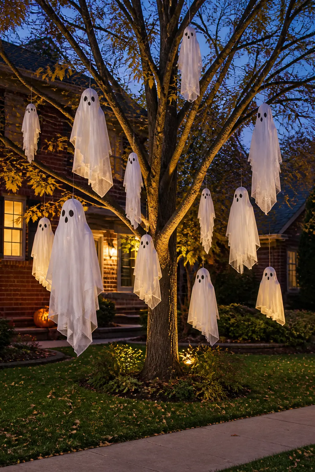 Hang Ghosts From a Tree at Graduated Heights