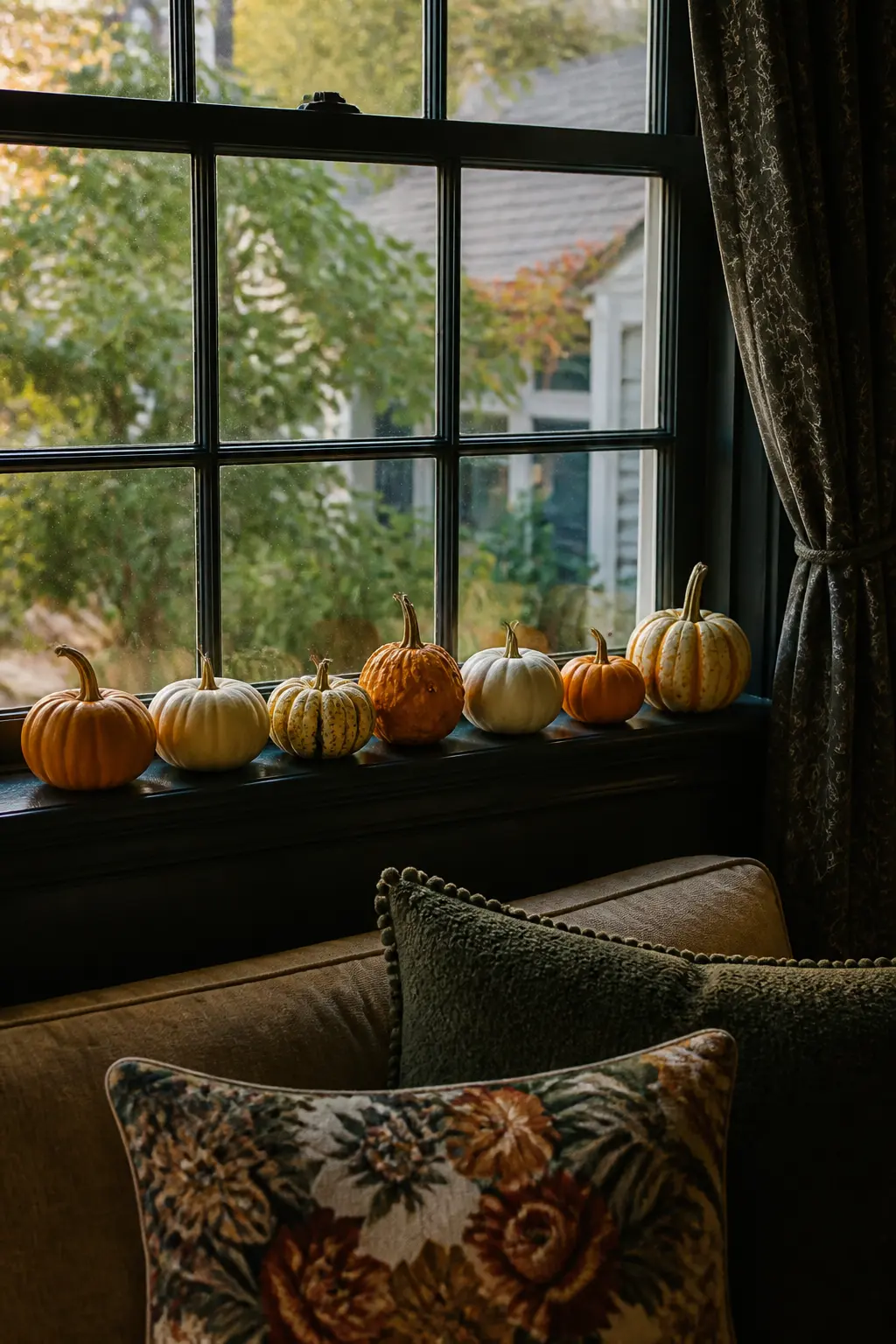 Line the Windowsill With Mini Pumpkins