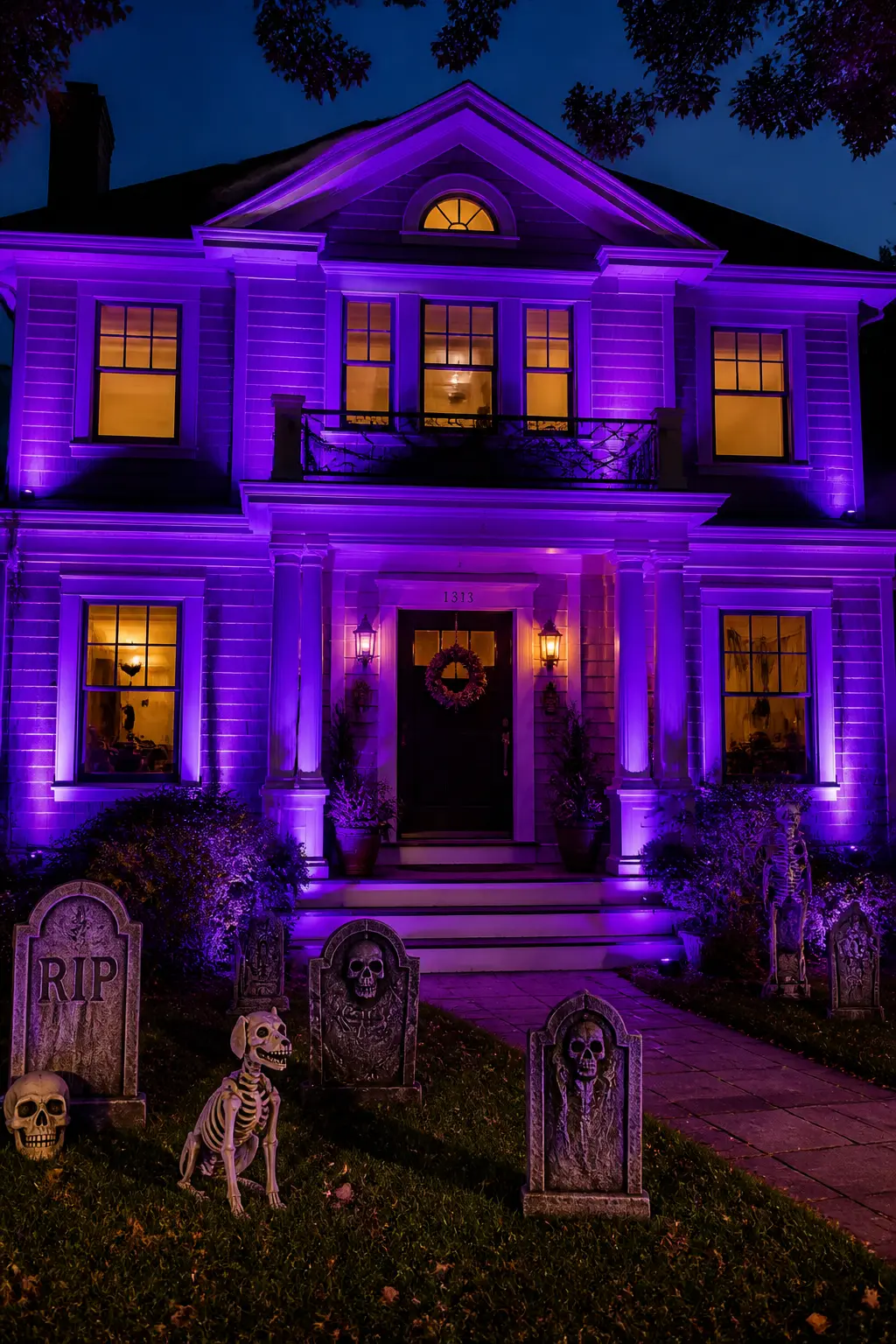 Run Uplighting Across the Whole Front of the House