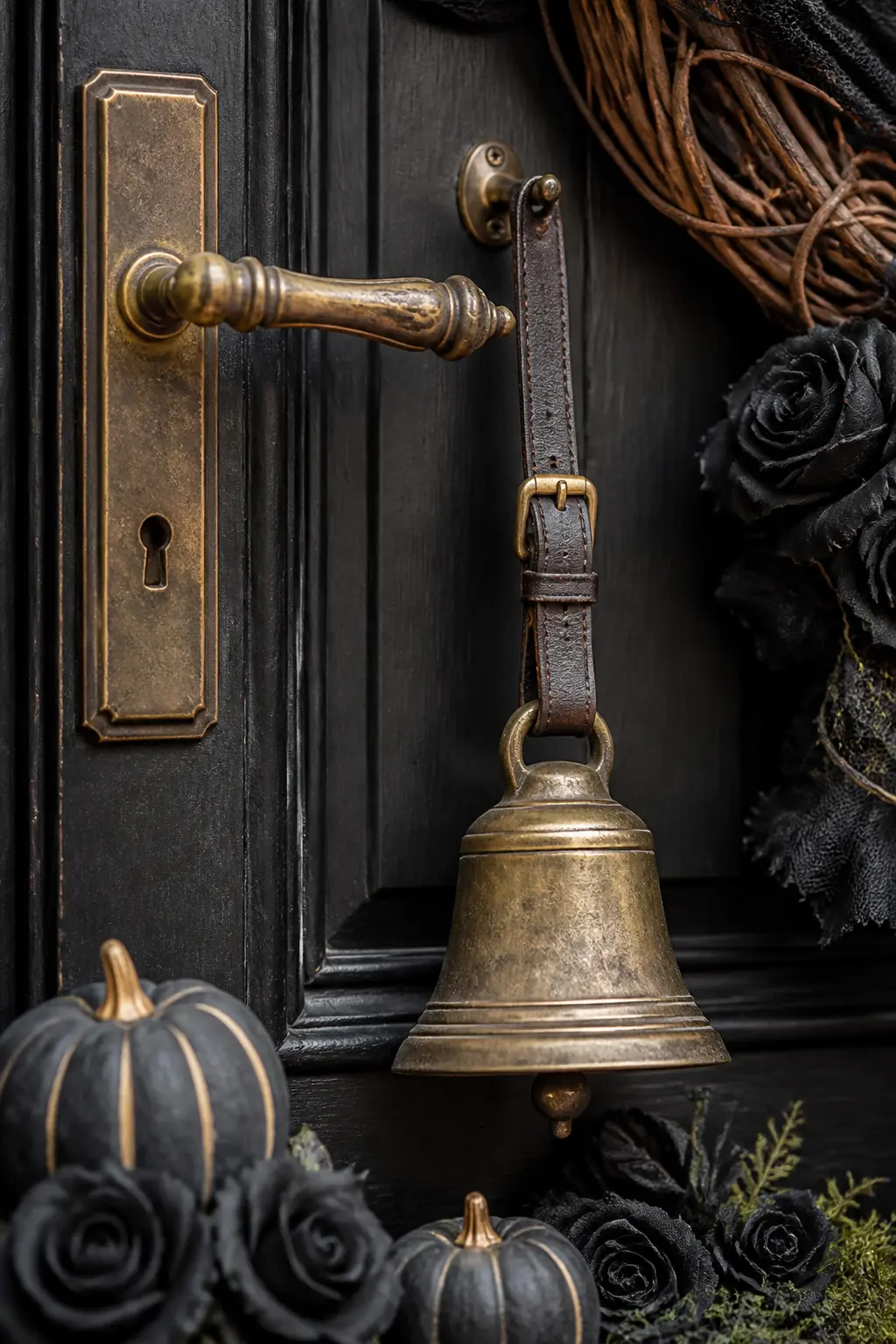 A Bell on a Leather Strap by the Handle