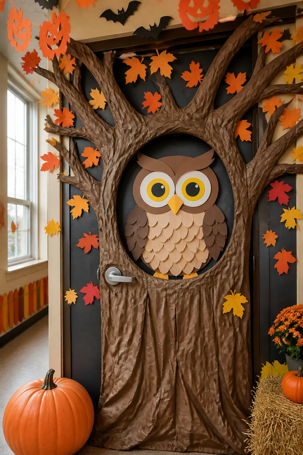 Owl in a Tree Door