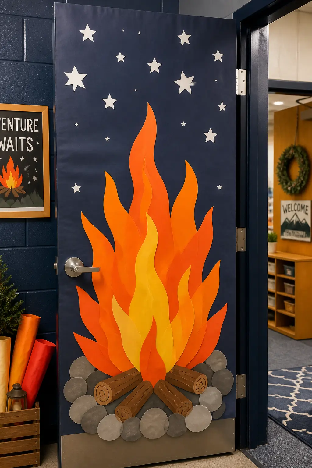 Paper Campfire Scene Door