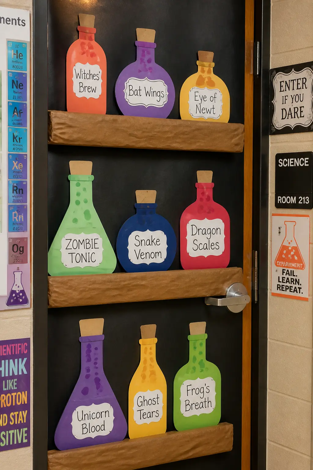 Paper Shelf of Potion Bottles Door
