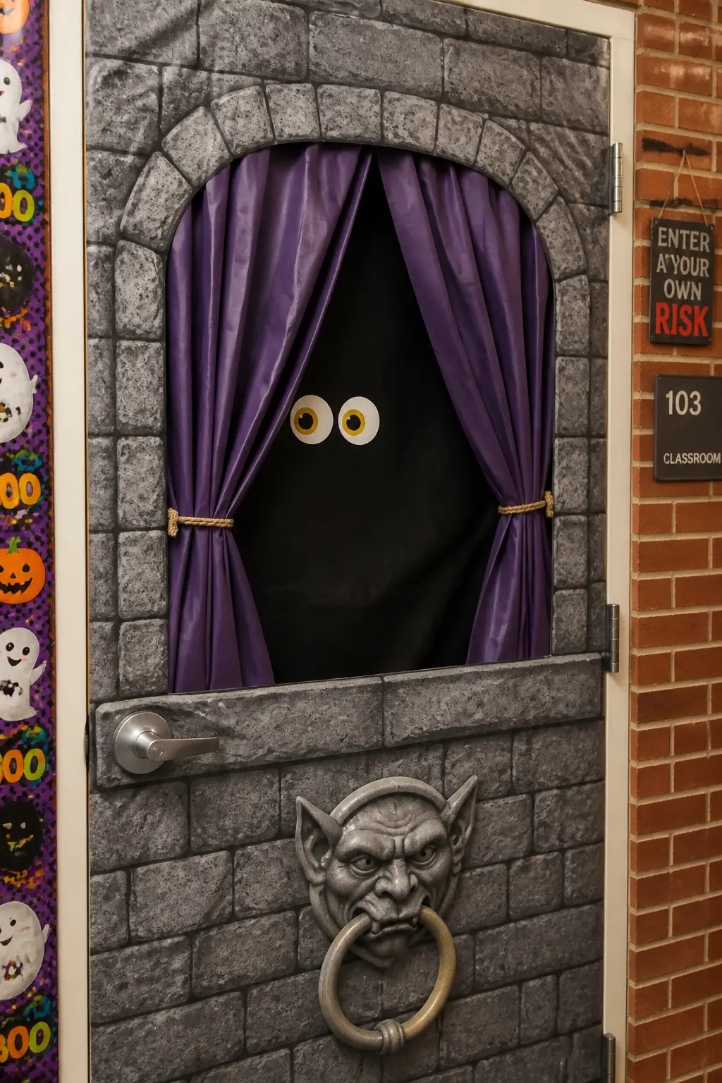 Paper Window With Curtains and Face Door