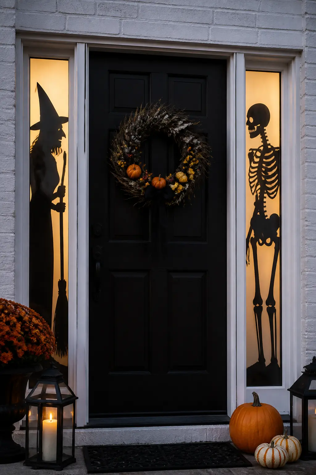 Silhouette Figures in the Sidelight Windows