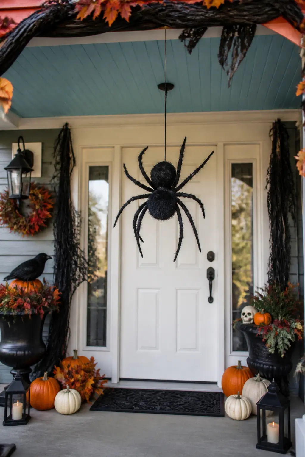 Spider Hanging From the Frame at Head Height
