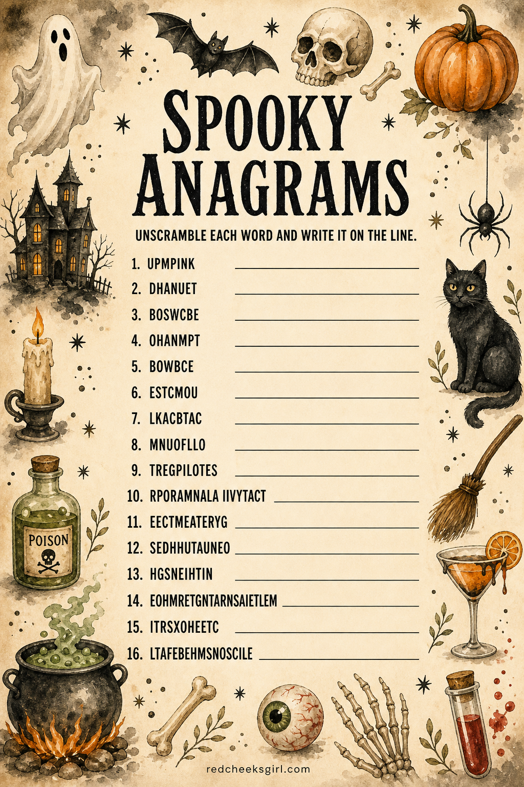 Spooky Anagrams printable