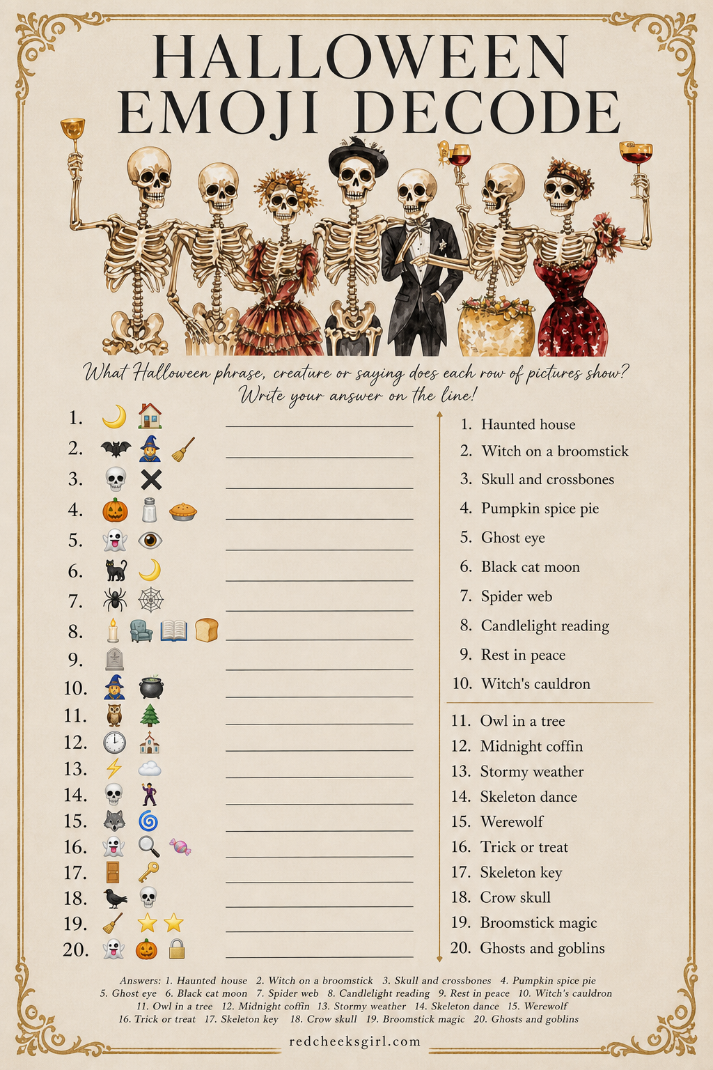 Halloween Emoji Decode printable