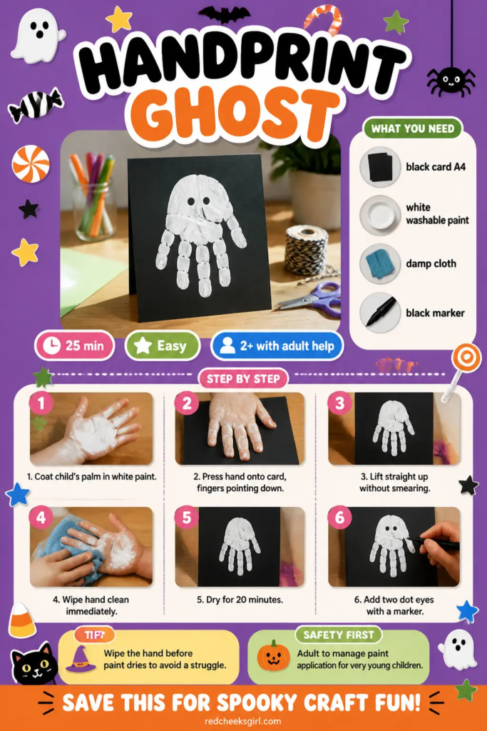 Handprint Ghost Craft Card printable game sheet