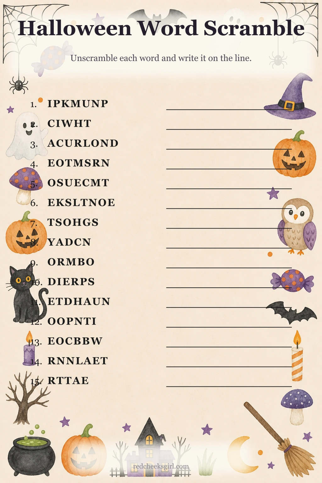 Halloween Word Scramble printable