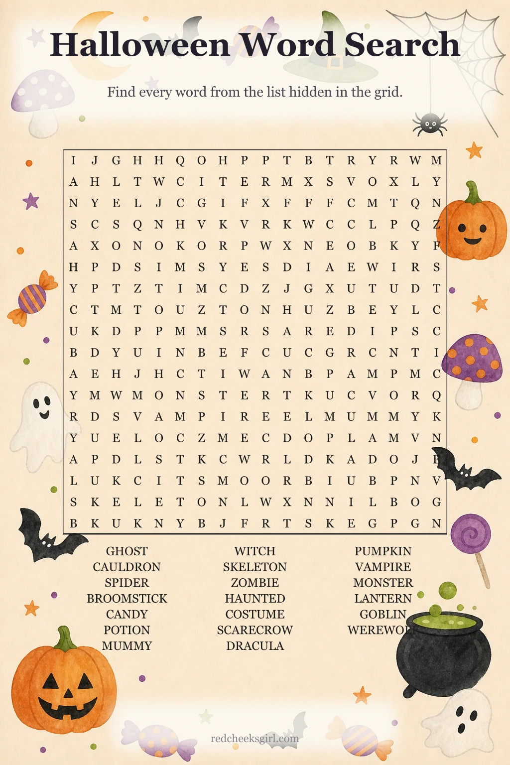 Halloween Word Search printable